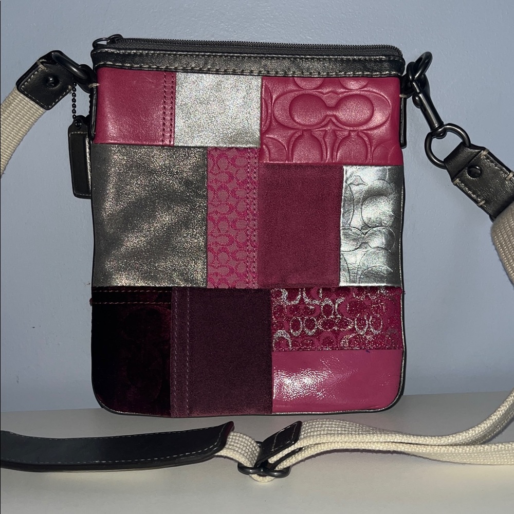 Coach Y2K Patchwork Crossbody Bag with Exterior Pocket and adjustable strap